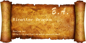 Binetter Aranka névjegykártya
